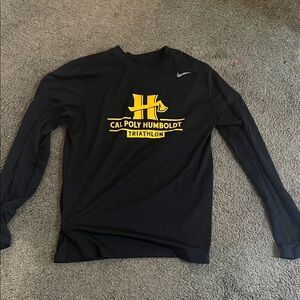Nike Dri-Fit Cal Poly Humboldt Triathlon Black and Yellow Long Sleeve Tee